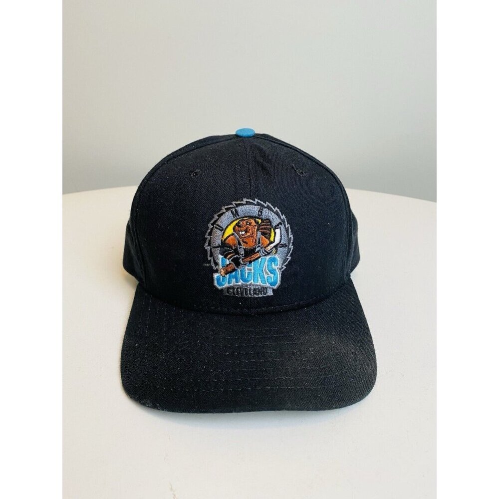 Vintage Cleveland Lumber Jacks Snap Back Hat New Era IHL Hockey Logo Made in USA